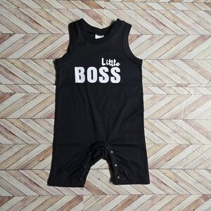Little Boss Baby Boy Romper Sleeveless Black One-Piece Bodysuit Summer Outfit